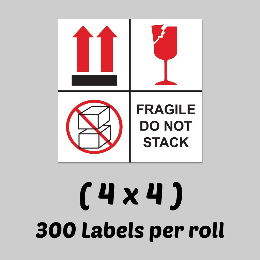 Fragile Do Not Stack Labels, 4 x 4 inch, 1200 Count