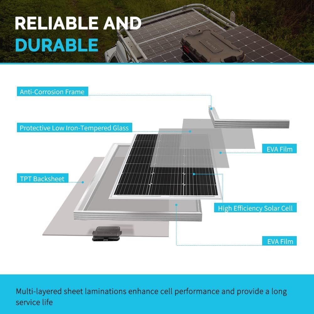 200W 12V N-Type RV Solar Panel Kit with Adventurer 30A Controller | Adventurer 30A LCD PWM Charge Controller +