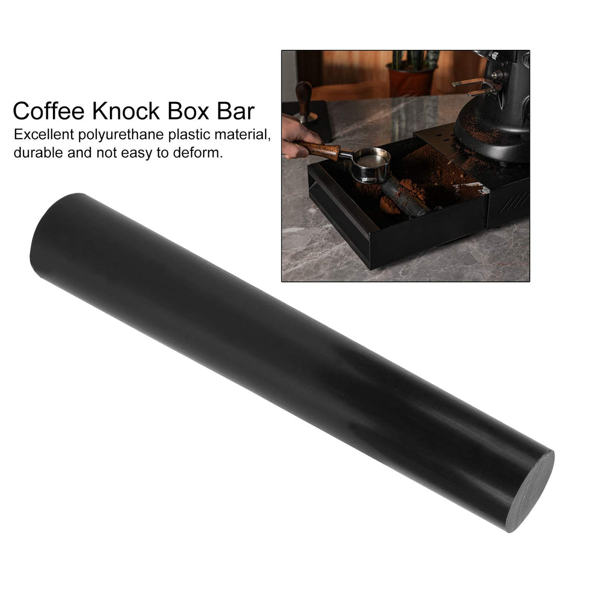 Coffee Knock Box Rod, Espresso Knock Box Bar Replacement Coffee Knock Box, Rubber Knock Box Bar Replacement for Drawer Type Knock Box Coffee Grounds Box (Black)