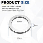 uxcell AXK90120 Thrust Needle Roller Bearings with Washers, ID 90mm