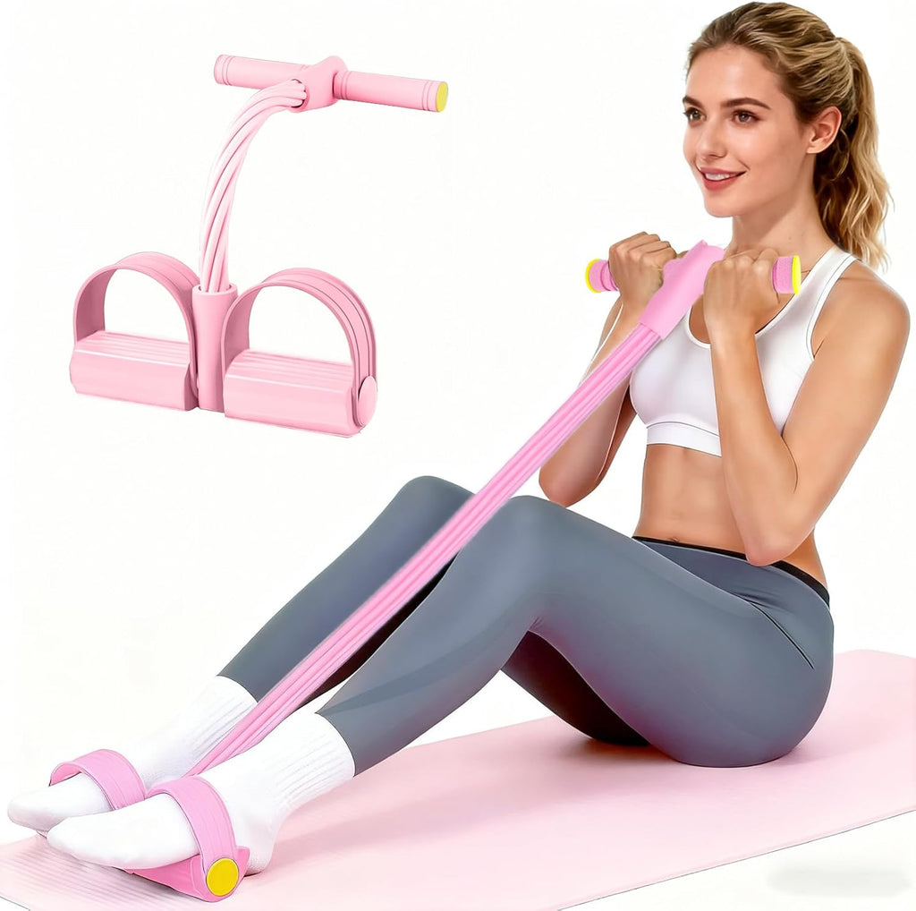 Pedal Resistance Bands with Handles, Upgrade 6-Tubes Elastic Bands for Exercise, Natural Rubber Foot Pedal Resistance