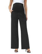 Women's Maternity Work Pants Wide Leg Black Medium