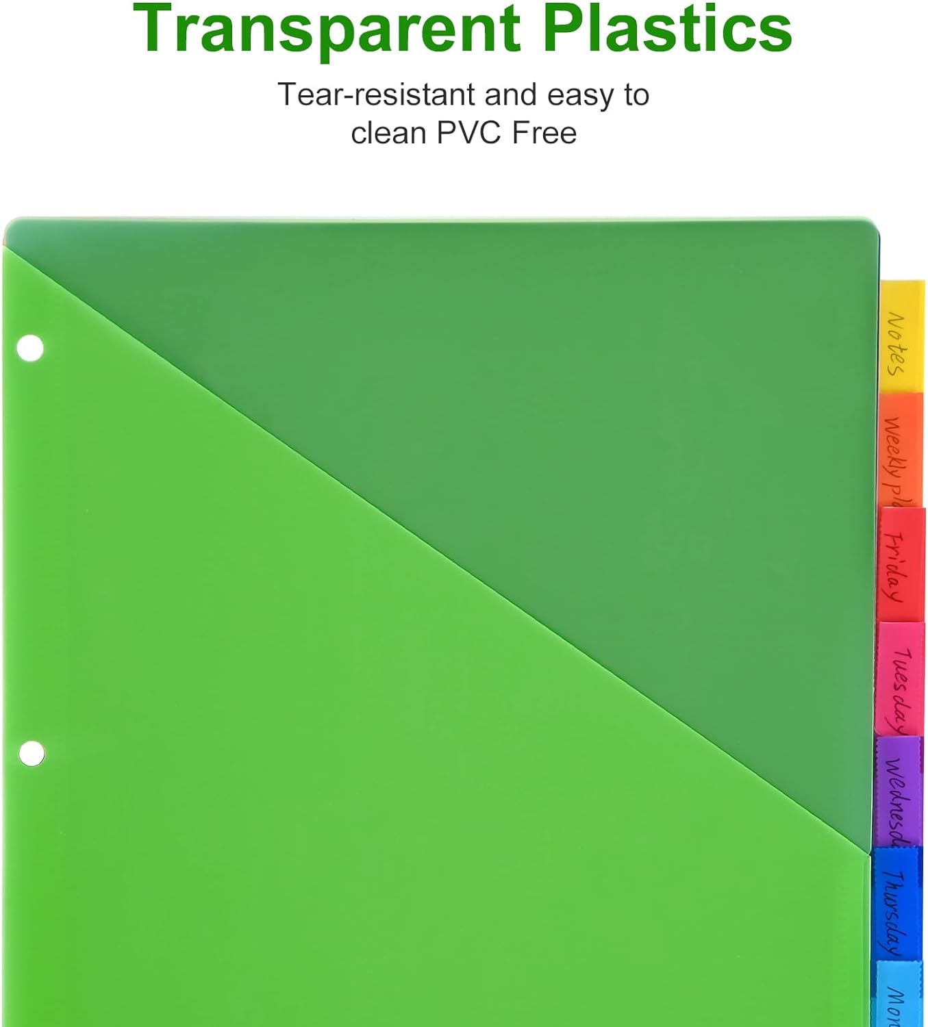 8-Tab Binder Dividers - Index Pockets Divider for 3 Ring Binders, 3-Hole Plastics Sheets Protectors for US Letter