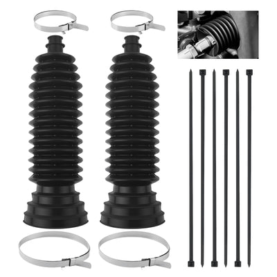 2PCS Upgraded Large Car Inner Tie Rod Boot Kit,Thick Silicone Car Rack and Pinion Boot Kit with Cable Ties & Clamps,Universal Cuttable Cars Rack and Pinion Bellows Kits