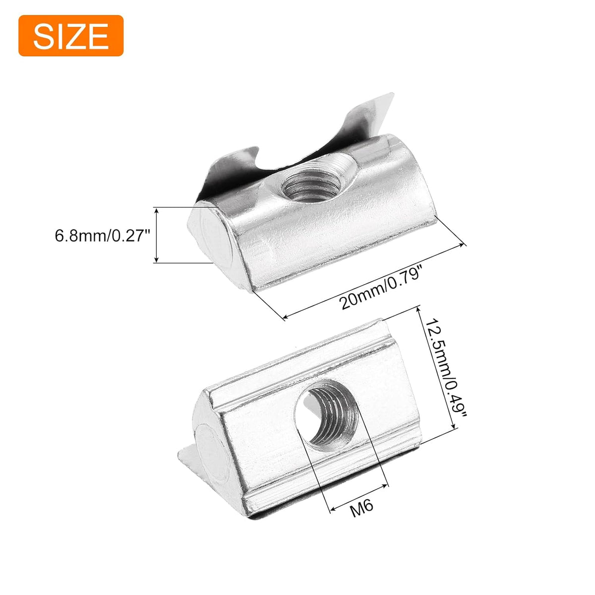 uxcell 20Pcs M6 T Nut Roll in Spring T Nut 3030/4040 Series W/Spring Sheet