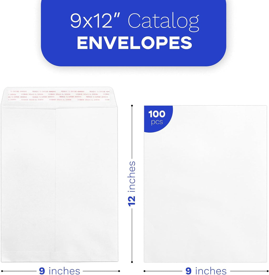 Catalog Envelopes 9x12, White, 100 PCS