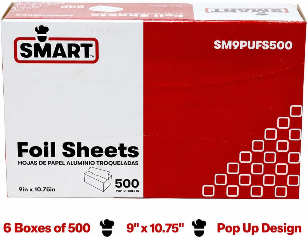 Pre-Cut Pop-Up Aluminum Foil Sheets, Takeout 9x10.75", 3,000/Pack - SMART