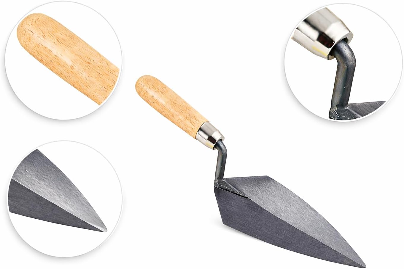 Pointing Trowel 7 in. x 3 in. with Wood Handle – Precision Masonry Tool for Tuckpointing, Detailing, and Repair