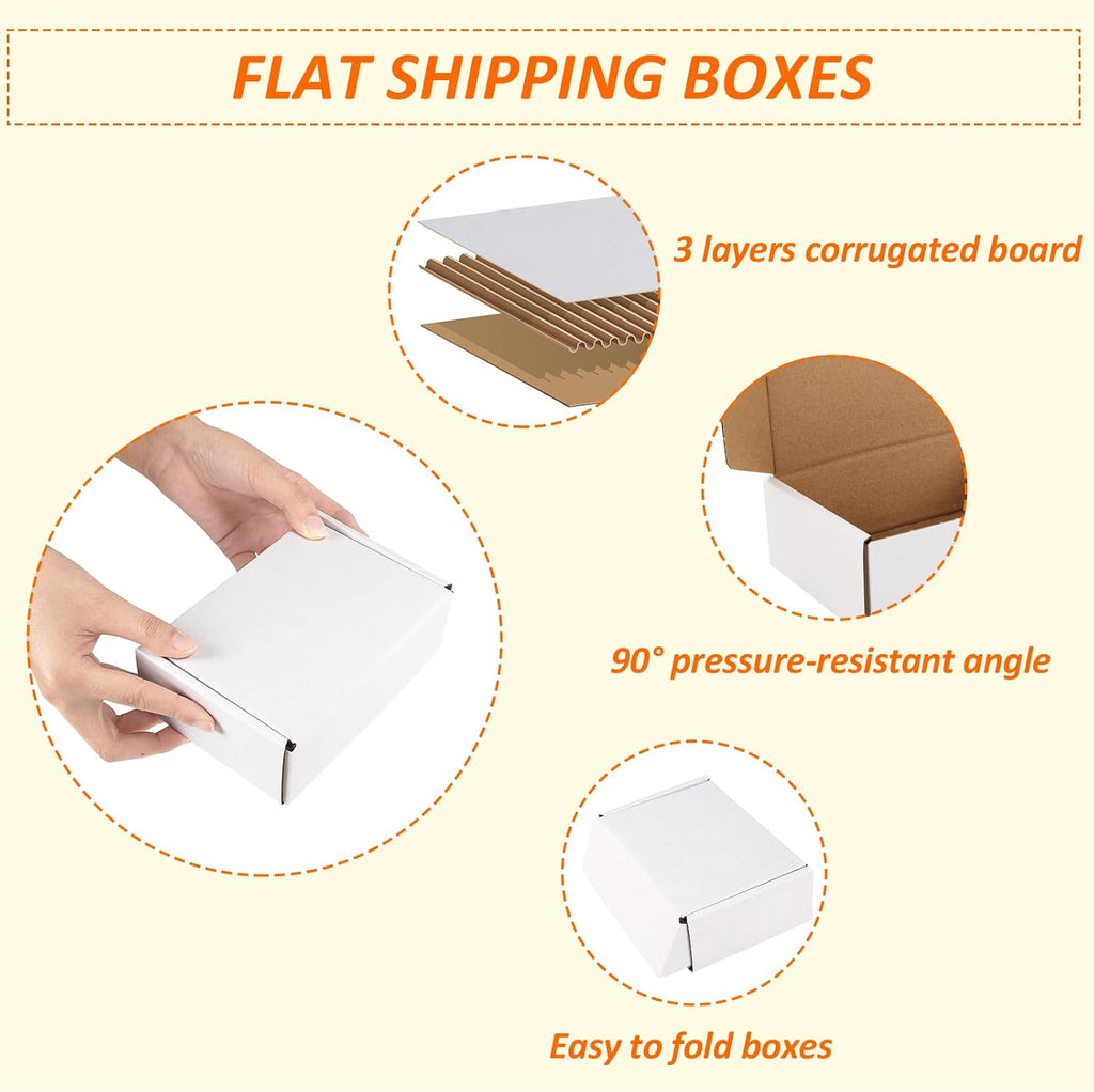 6x4x2 Shipping Boxes Set of 30, White Corrugated Cardboard Mailer Box for Packing Small Business
