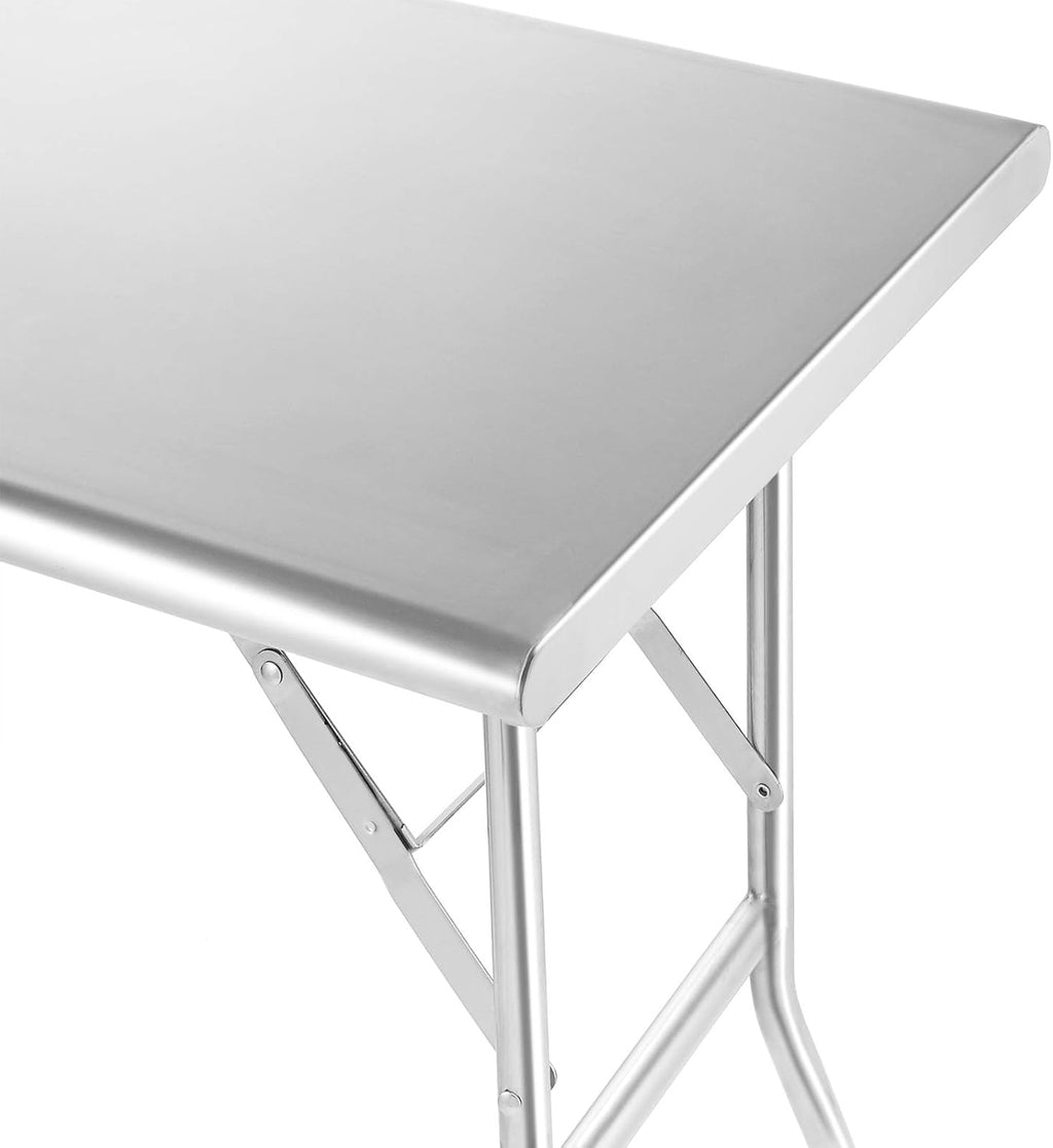 Stainless Steel Folding Table 48 x 24 Inch, NSF Kitchen Prep & Work Table