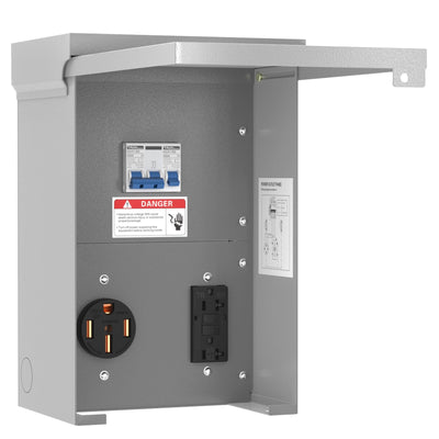 Perpending Temporary Power Outlet Panel,20 50Amp RV Outlet Box,125/250 Volt