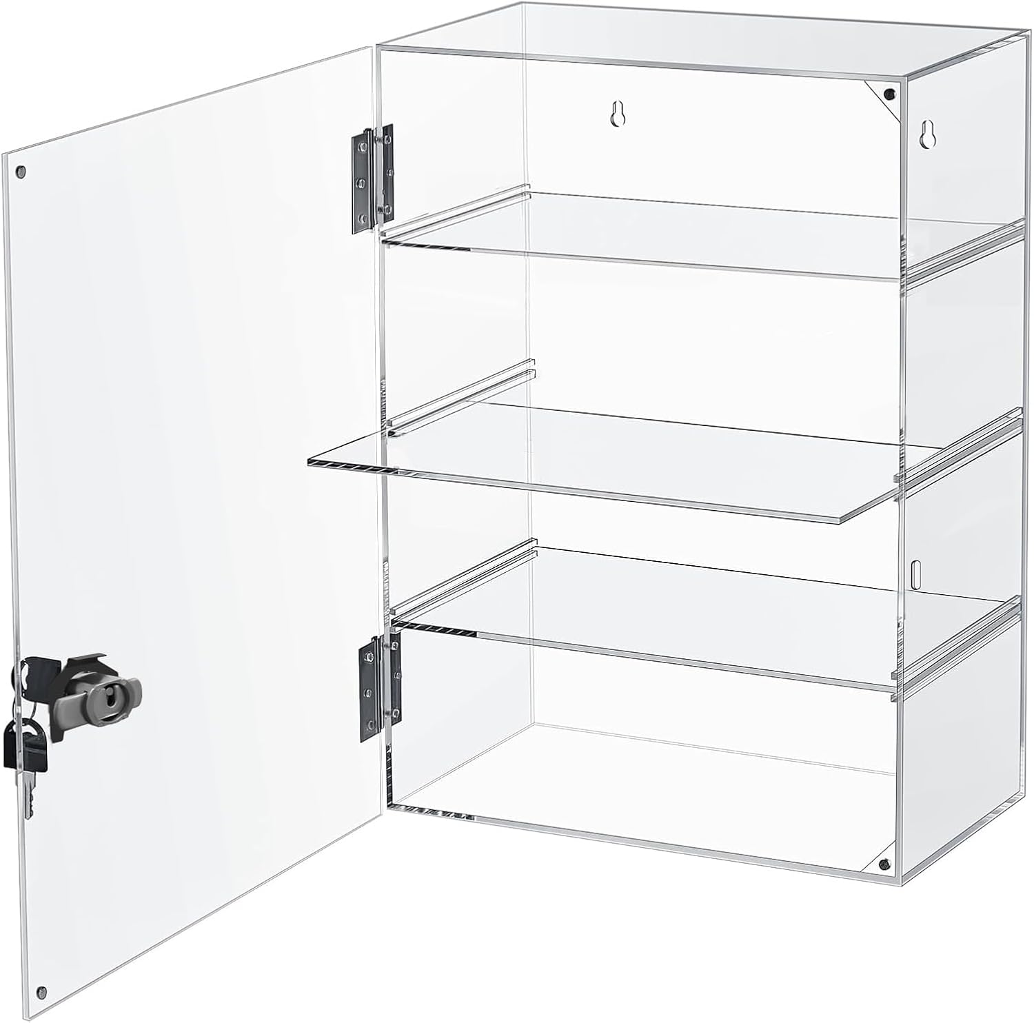 Acrylic Display Case with Lock Key 4 Tier Clear Display Case Locking Cabinet for Collectibles Figure Knife Rock