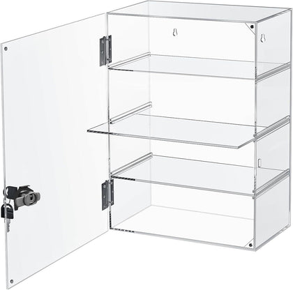 Acrylic Display Case with Lock Key 4 Tier Clear Display Case Locking Cabinet for Collectibles Figure Knife Rock