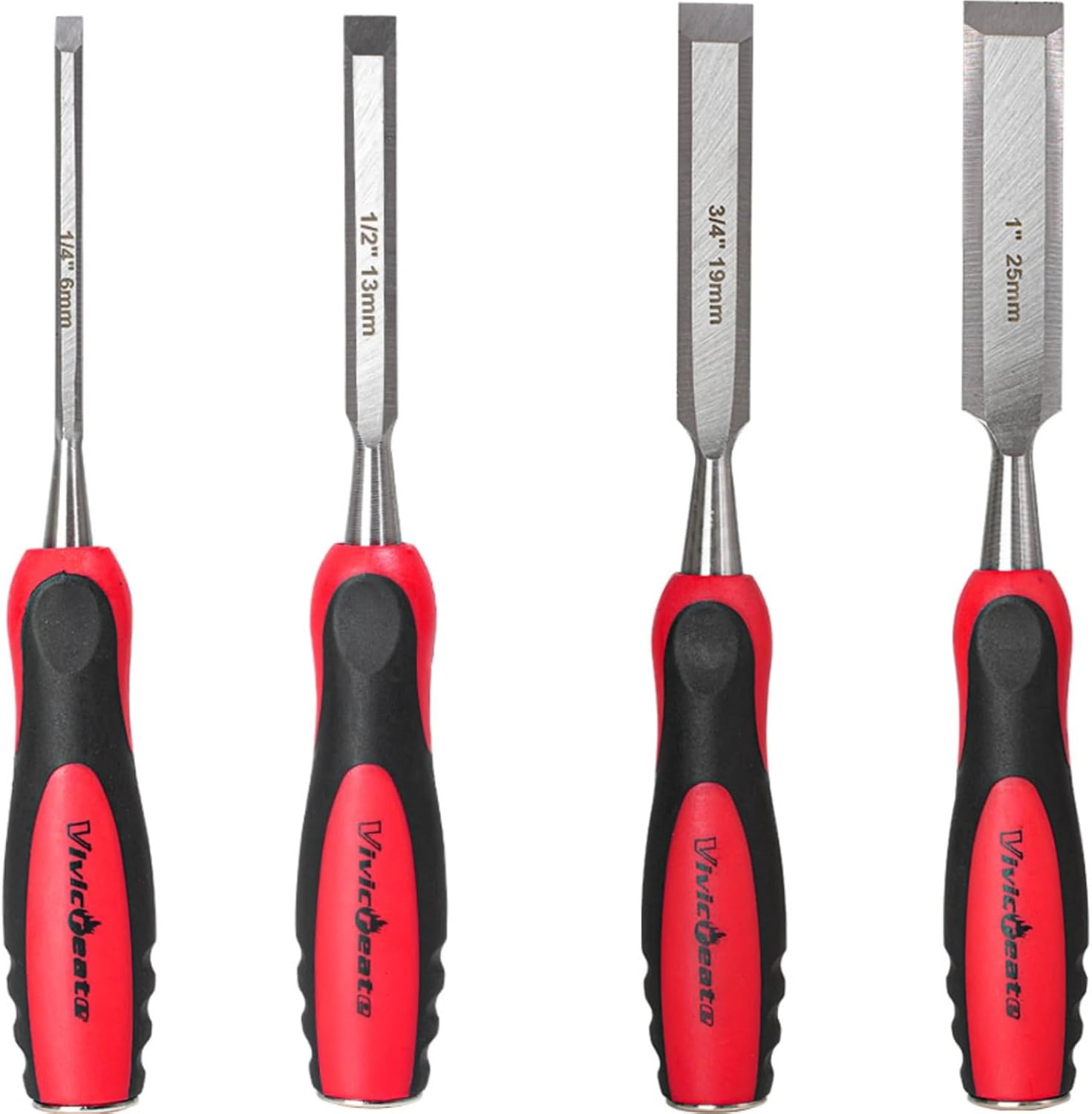 4 Piece Wood Chisel Set for Woodworking CR-V Steel Beveled Edge Wood Chisels with Strike Caps Protective Blade Covers