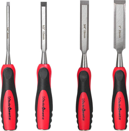 4 Piece Wood Chisel Set for Woodworking CR-V Steel Beveled Edge Wood Chisels with Strike Caps Protective Blade Covers