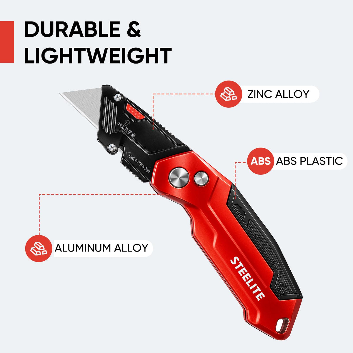 Folding Utility Knife, Heavy Duty Box Cutter with 13 Extra Blades