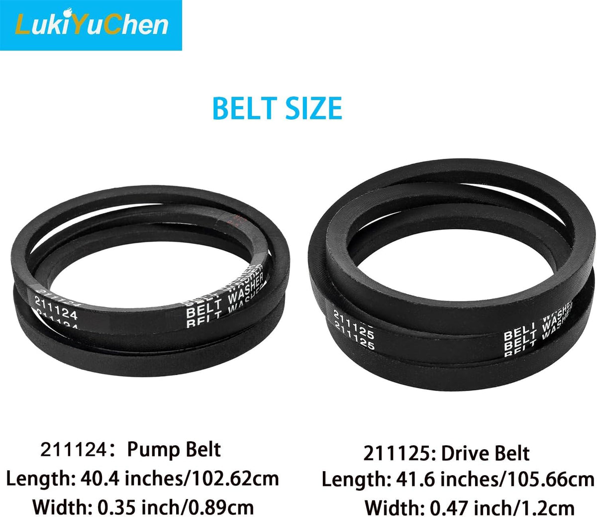 211124 & 211125 Washer Belt Set for Whirlpool Maytag Jenn-Air Washers