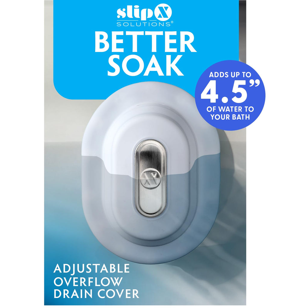Better Soak Adjustable Overflow Drain Cover, Oval, White
