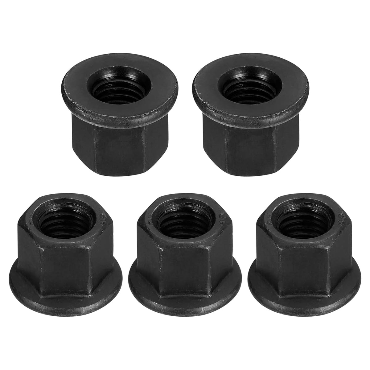 uxcell 5pcs M12 Flange Hex Nuts Grade12.9 Carbon Steel Black Oxide Finished