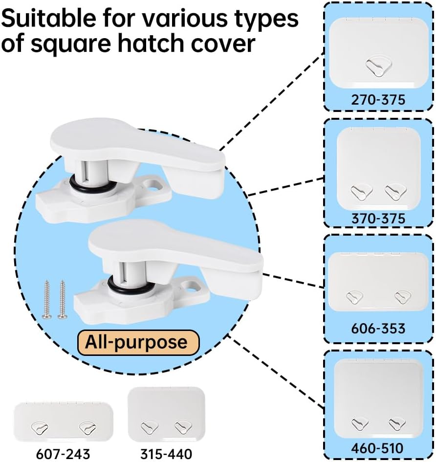 2 Pcs Boat Deck Hatch Replacement Latches for Square Covers