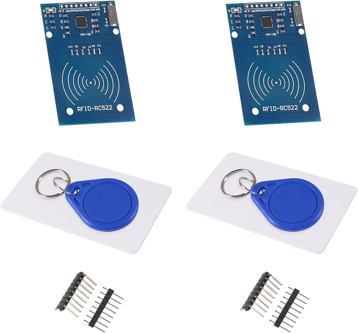 AITRIP 2PCS Reader Module Kit Mifare RC522 Reader Module with S50 Blank Card and Key Ring Compatible with Arduino Raspberry Pi