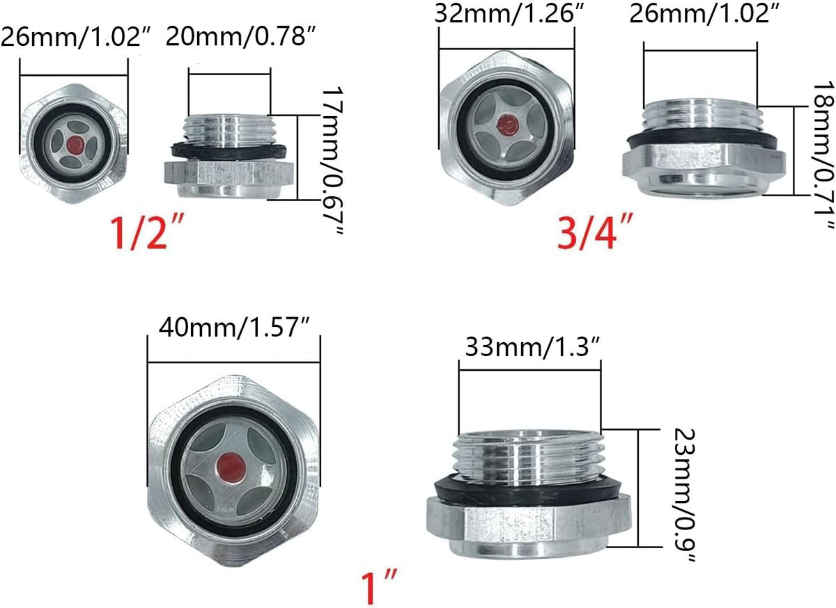 4Pcs Air Compressor Oil Sight Glass 1 Inch NPT Tan