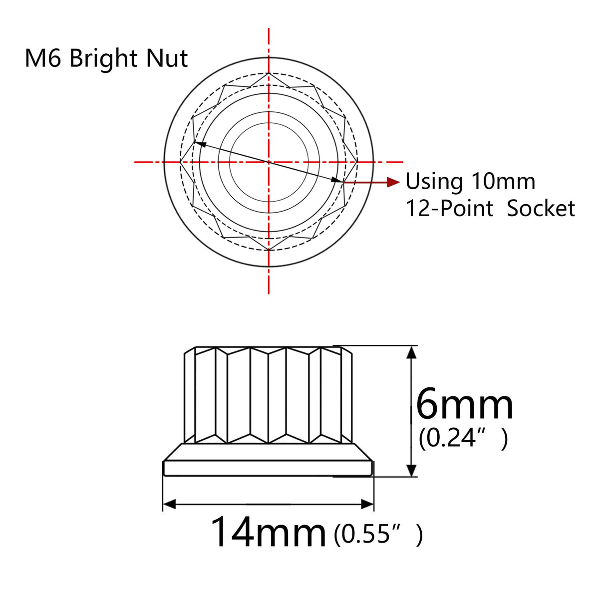 Wanyifa Titanium 12-Point Flange Nut (M6 Pitch 1.0mm, Ranibow)