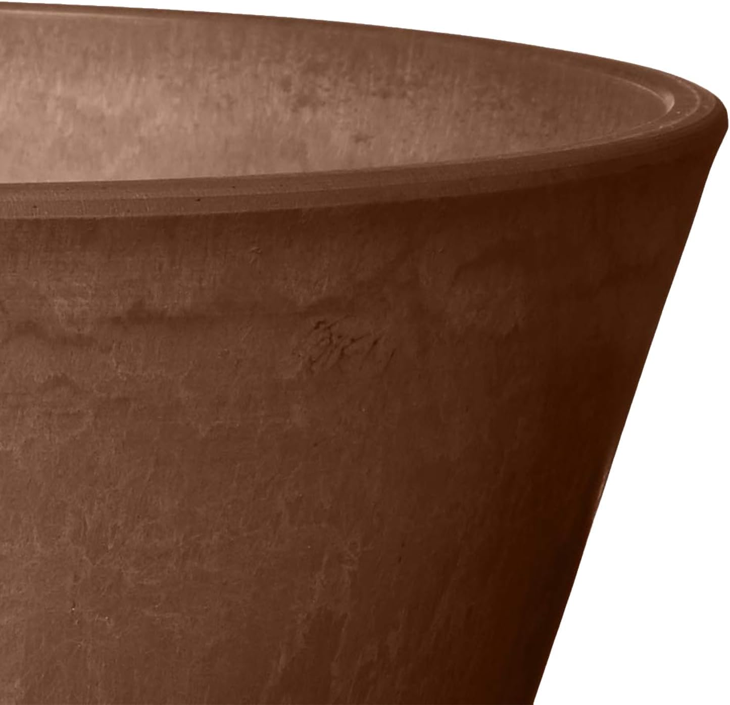 PSW Pot Collection TD25C Plastic/Stone/Wood Composite Shallow Bulb Pan - No Drainage Hole (Drillable), Planter for