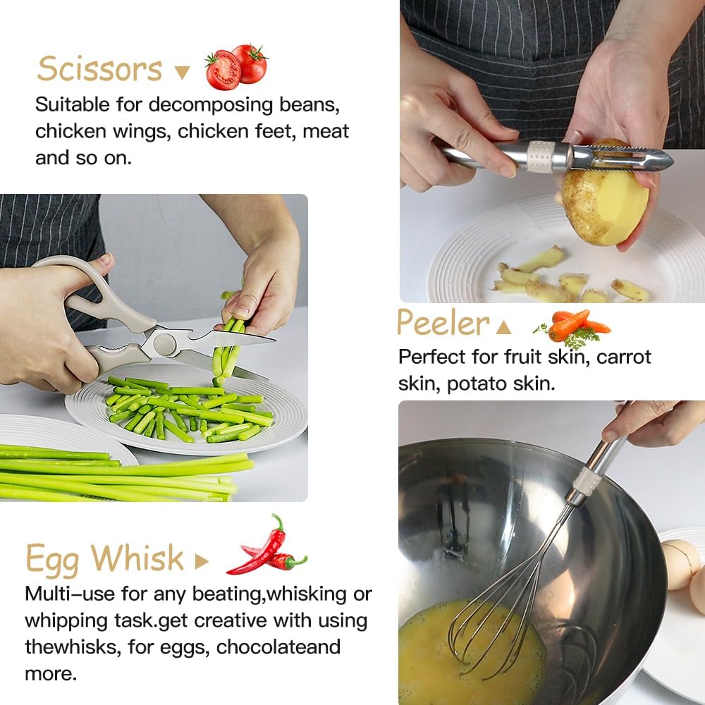 Kitchen Utensil Set-Silicone Cooking Utensils-33 Kitchen Gadgets & Spoons for Nonstick Cookware-Silicone and