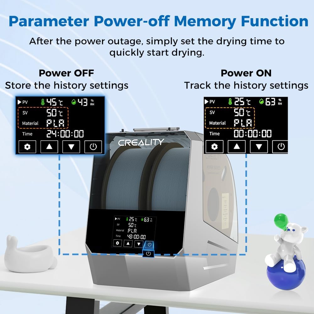 Space Pi Filament Dryer Plus, 2 Spool 3D Filament Storage Box | 360° Fast Heating Dry Box with LCD Screen, One-Key