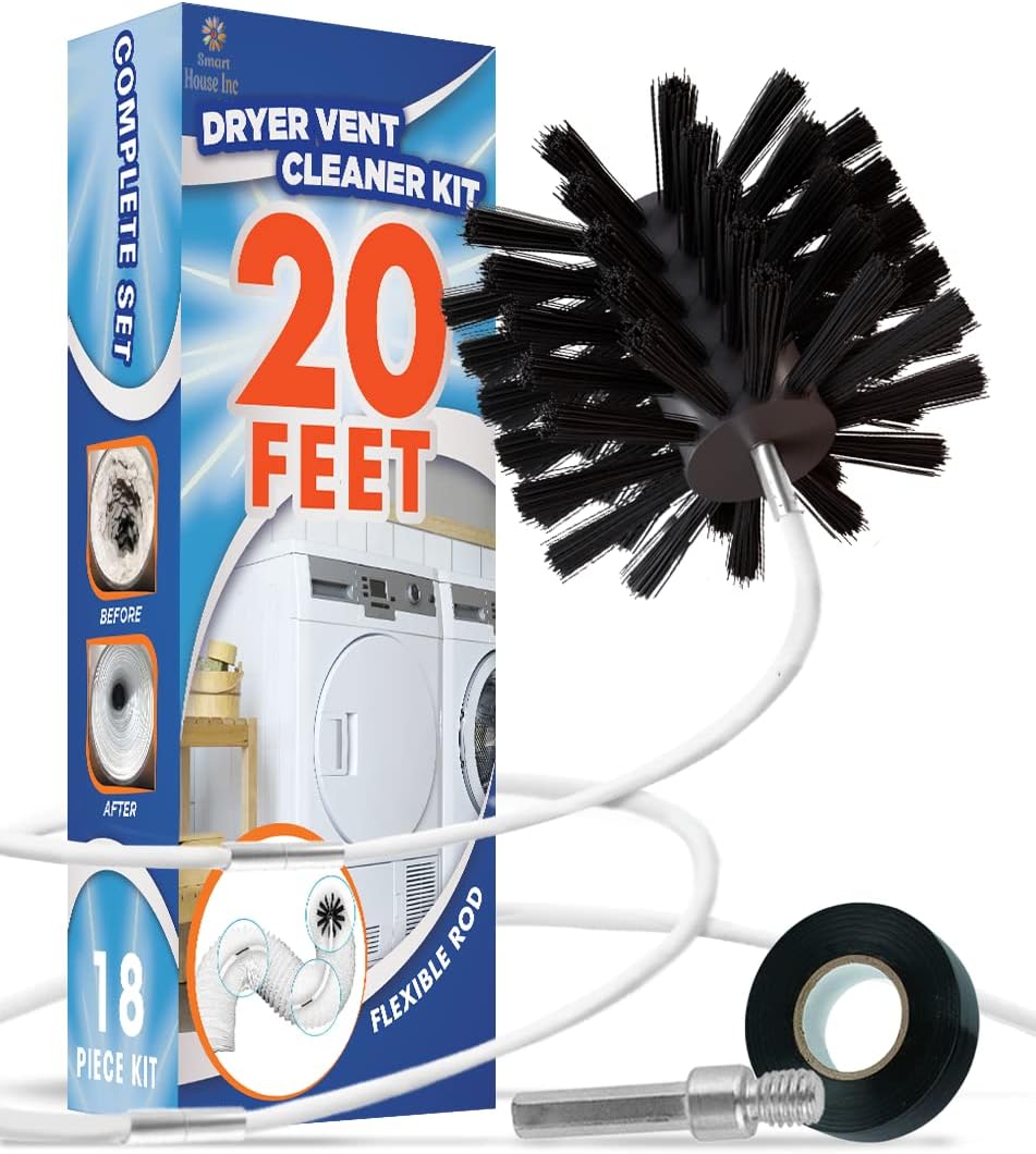 Dryer Vent Cleaner Kit 20 Feet - Flexible Dryer Vent Cleaning Kit for Drill