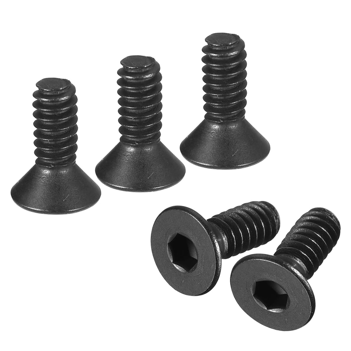 uxcell #10-24x1/2 Flat Head Socket Cap Screws, 10.9 Grade Carbon Steel Hex Socket Countersunk Flat Head Screw Bolts Machine Screws Fasteners, Fully Threaded, Black Oxide, 20Pcs