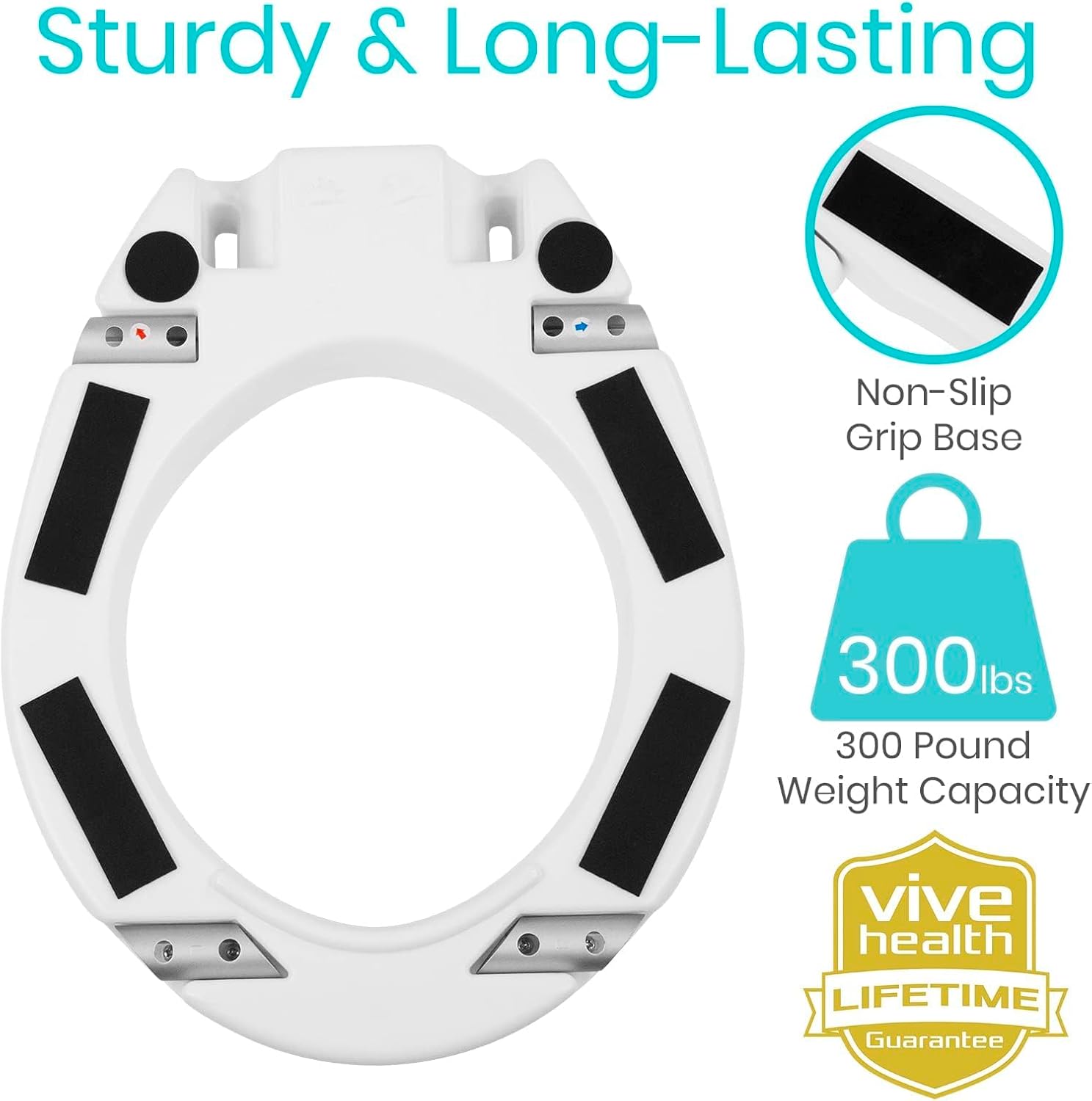Raised Toilet Seat Riser for Seniors (with Handles) - Handicap Rail Grab Bar Seat for Over Toilet - Elevated Safety