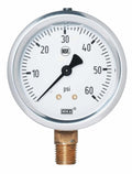 WIKA 50072391 NSF-Certified Pressure Gauge, 0 to 100 Psi, Bottom Mount 1/4" Npt(M) Connection