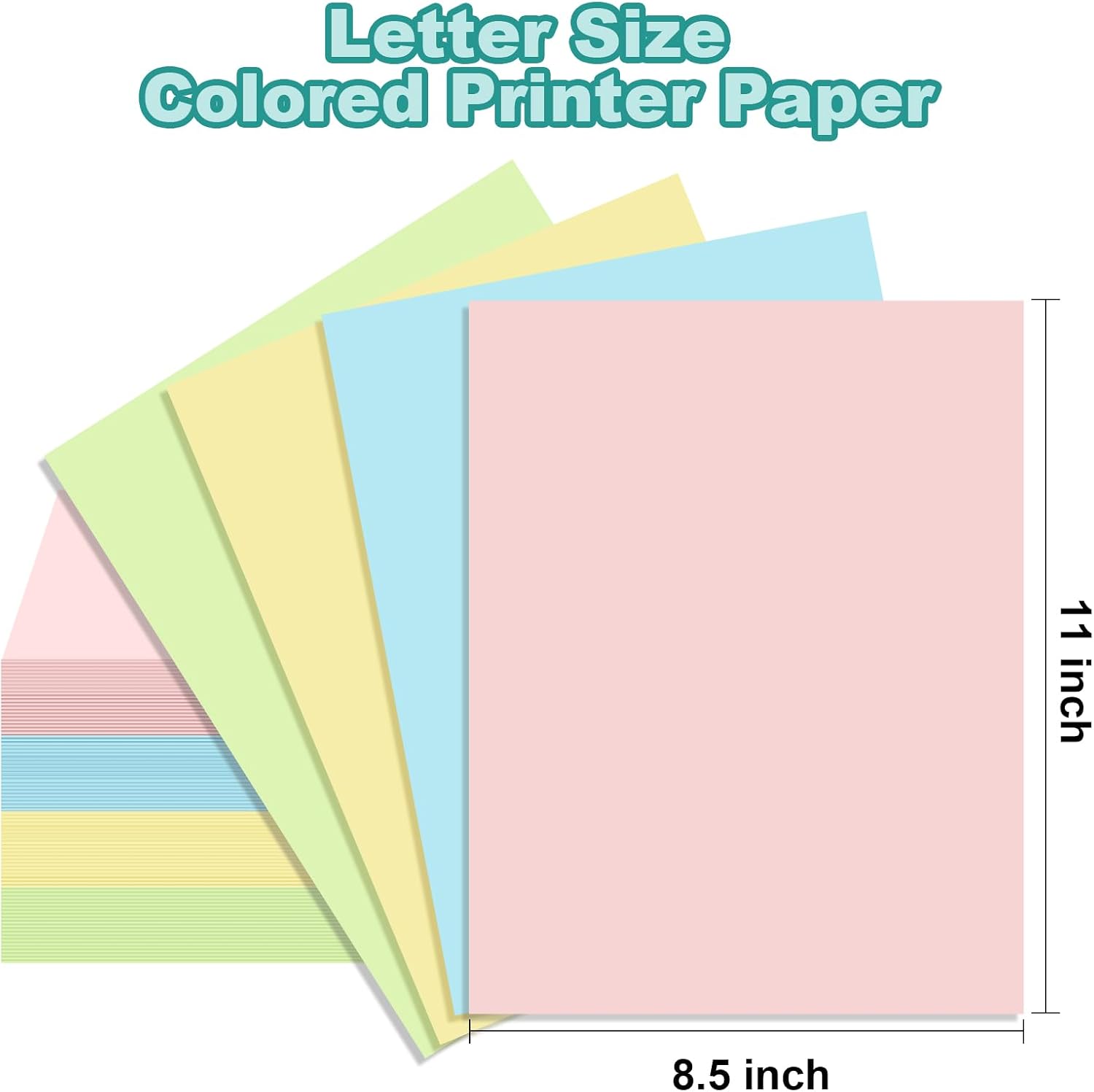 600 Sheets Colored Copy Paper 8.5" x 11", Colored Printer Paper 80GSM Thick
