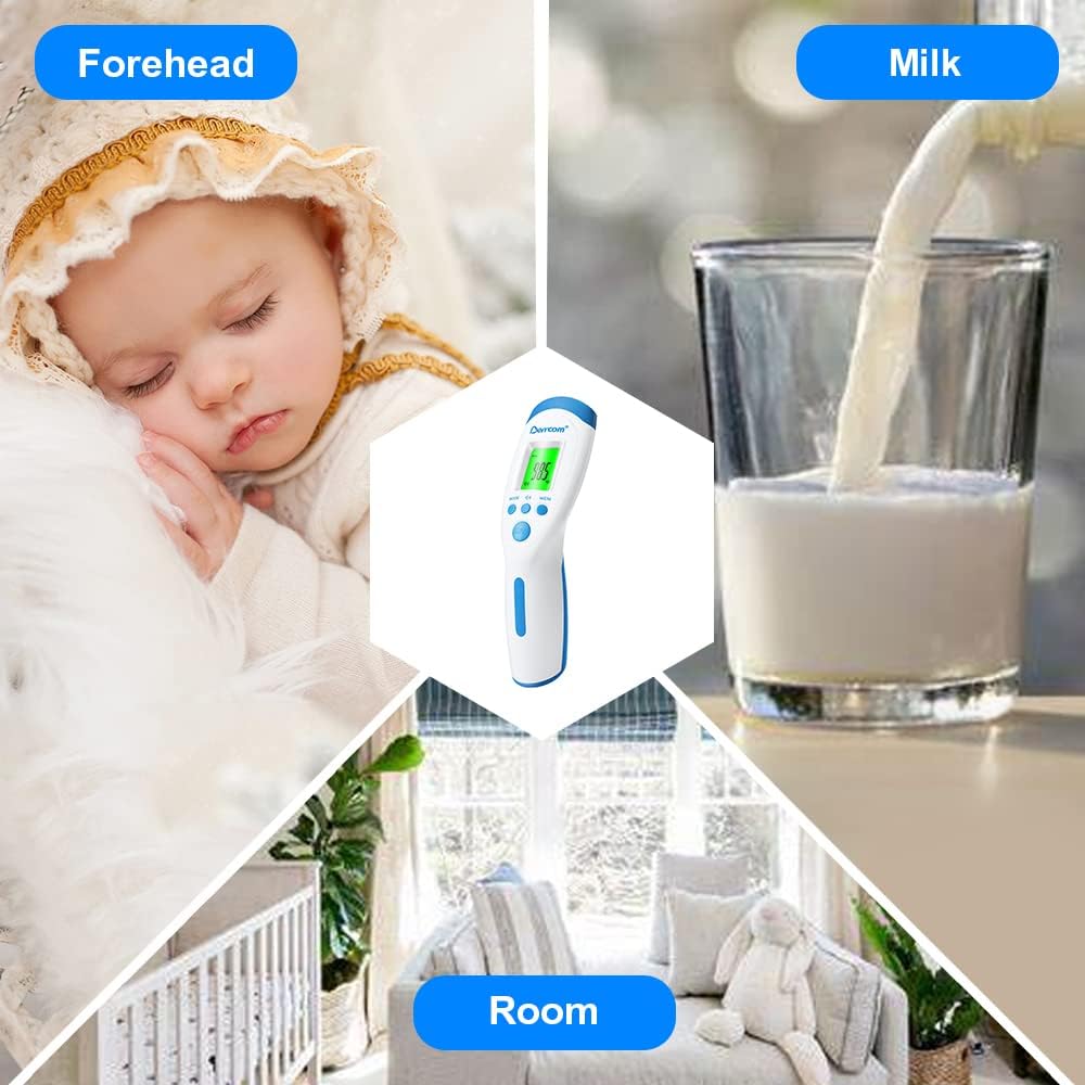 Non-Contact Infrared Forehead Thermometer for Adults and Kids, 3-in-1 Digital Fever Thermometers with LCD Display and