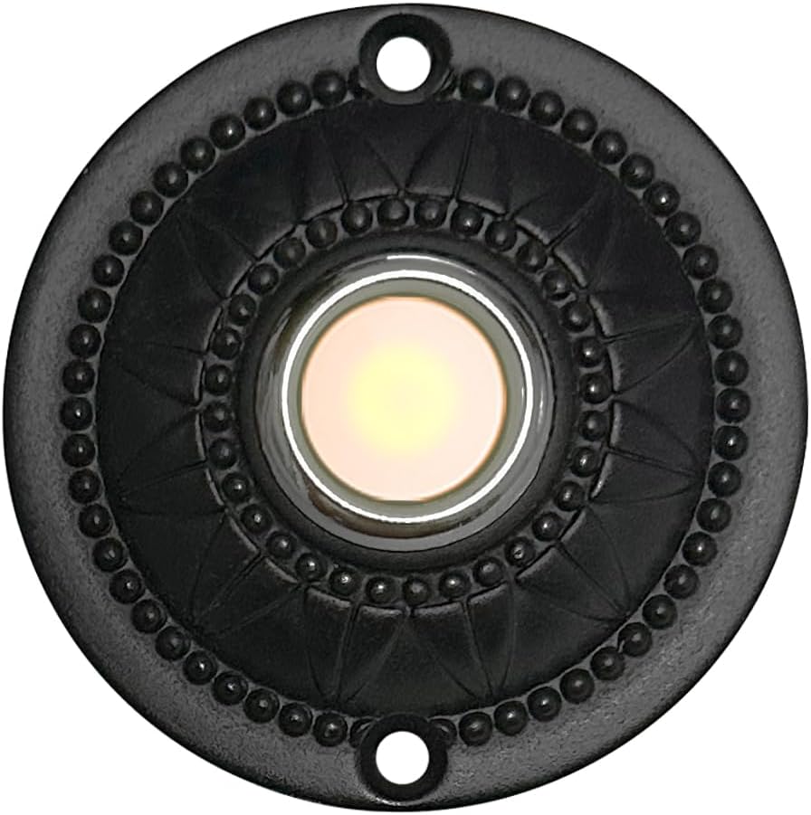 Wired Iron Classic LED Lighted Doorbell Push Button Switch 2.3" For Chime (Brass)