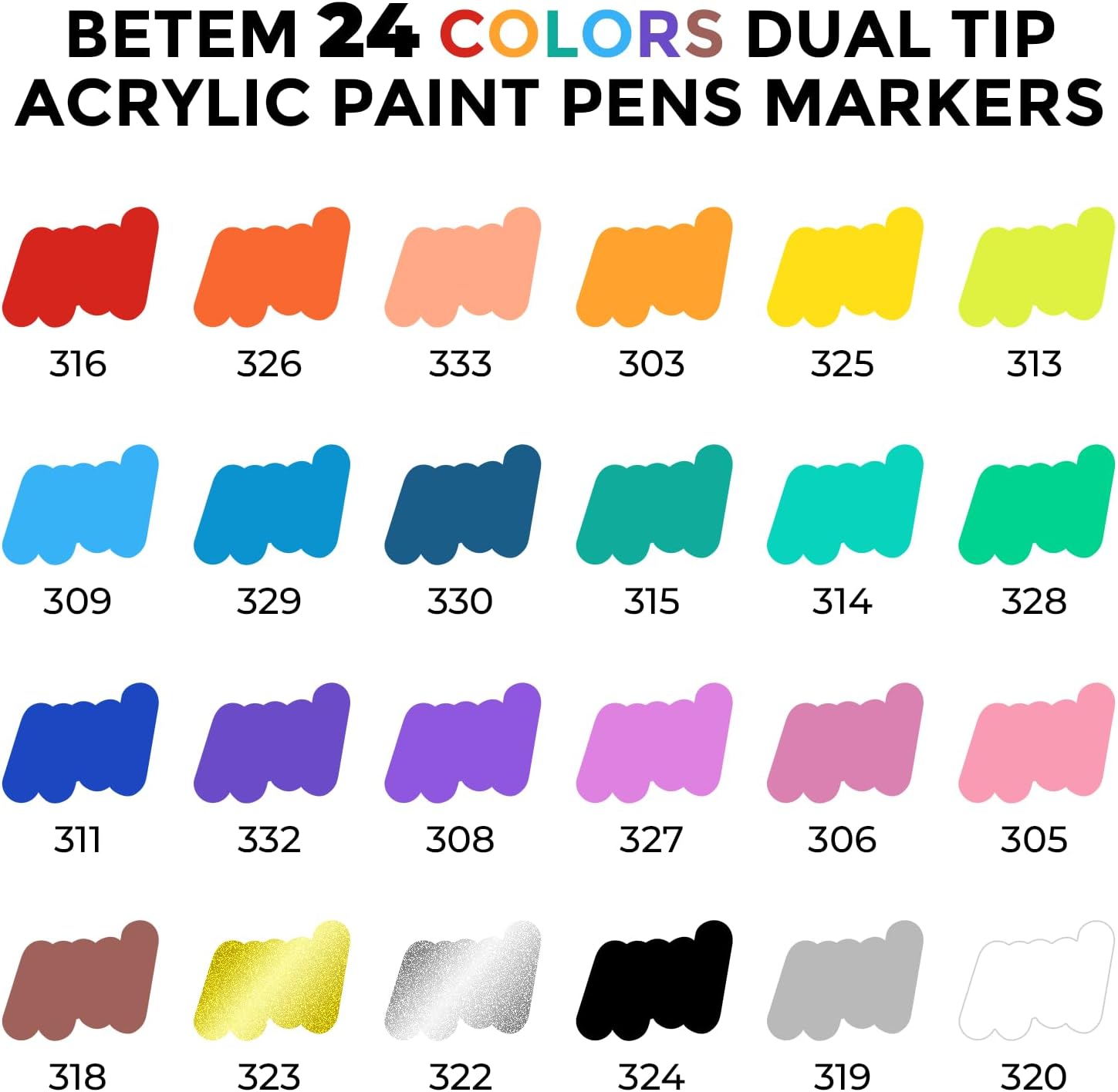 24 Colors Dual Tip Acrylic Paint Markers, Fabric Decorating Kits Premium Water-Based Acrylic Paint Pens Art Supplies