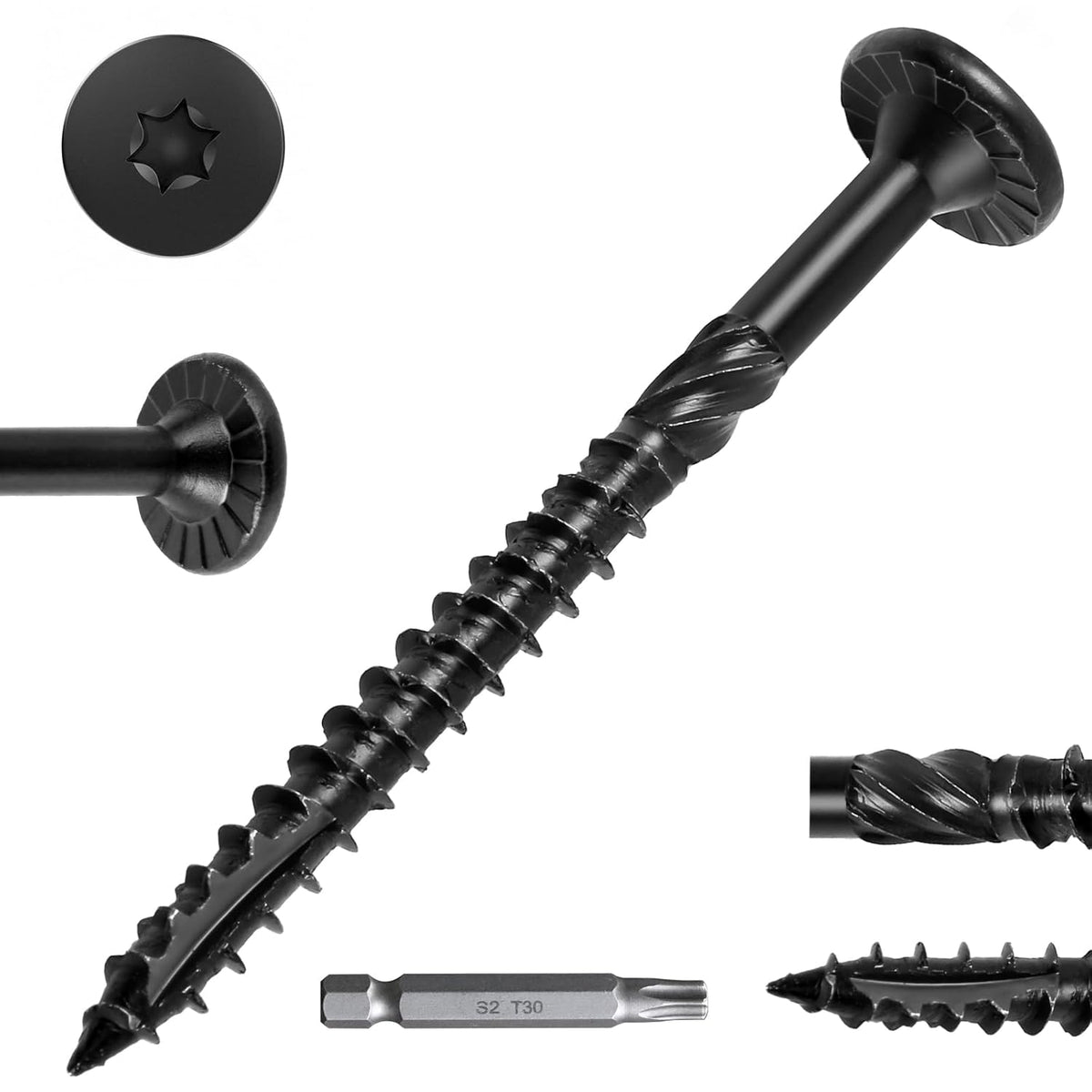 #14 Heavy-Duty Wood Screws (2-7/8 Inch,50Pcs,Black)