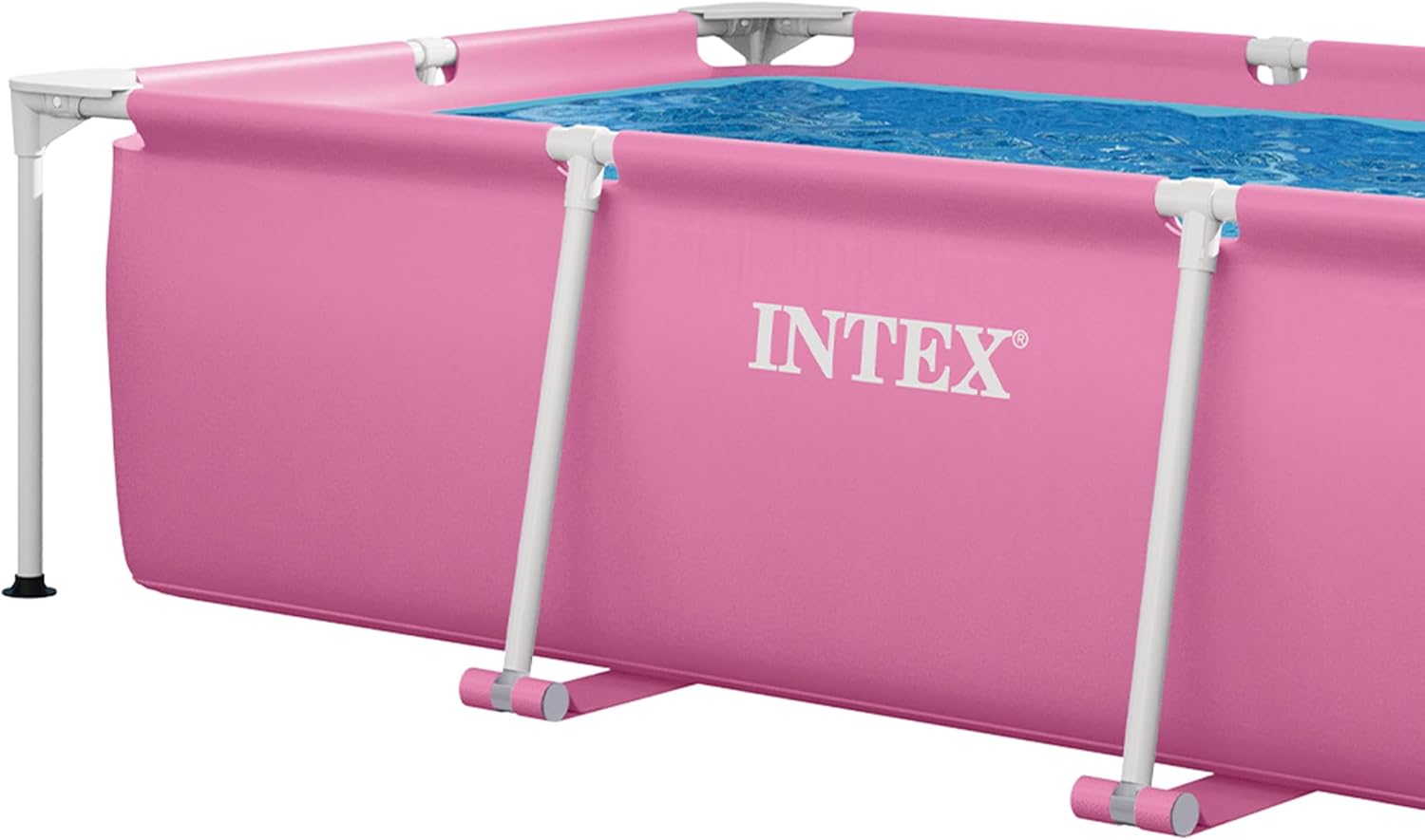 Rectangular Frame 8 ft 6 in x 5 ft 4 in x 26 in Above Ground Pool, Swimming Pool with Steel Frame, Pink - Pump Not