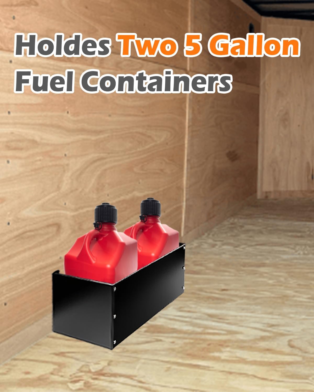 Fuel Jug Holder Rack, Gas Can Mount fits Two 5 Gallon Fuel Containers with Base Dimensions Under 11 Inches, Gas Can