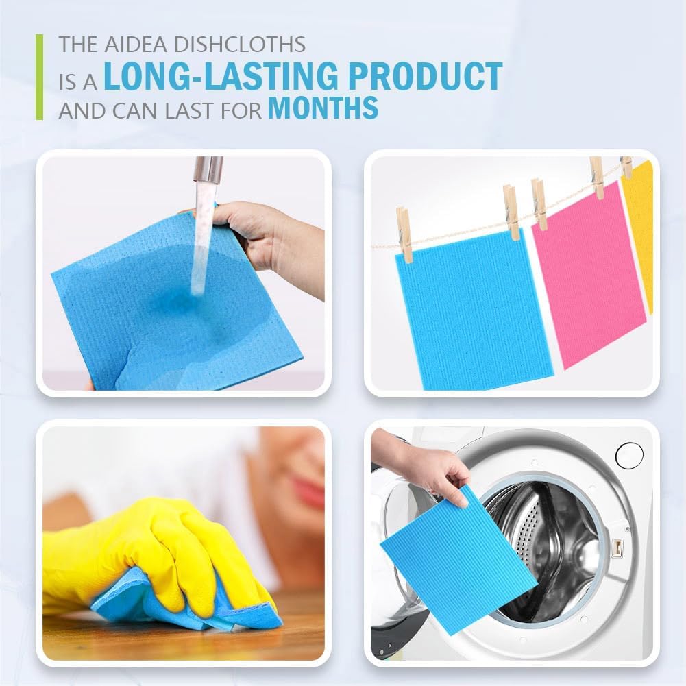 Swedish Dishcloths for Kitchen 10PK, Reusable Paper Towels 7"x6"