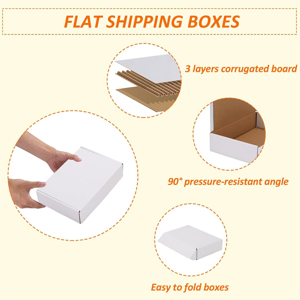 9x6x2 Shipping Boxes Set of 30, White Corrugated Cardboard Mailer Box for Packing Small Business