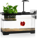 1.8 Gallon Beta Fish Tank Aquariums Kits - Clear Small Fish Bowl Starter Kit with LED Light, Water Filter Pump
