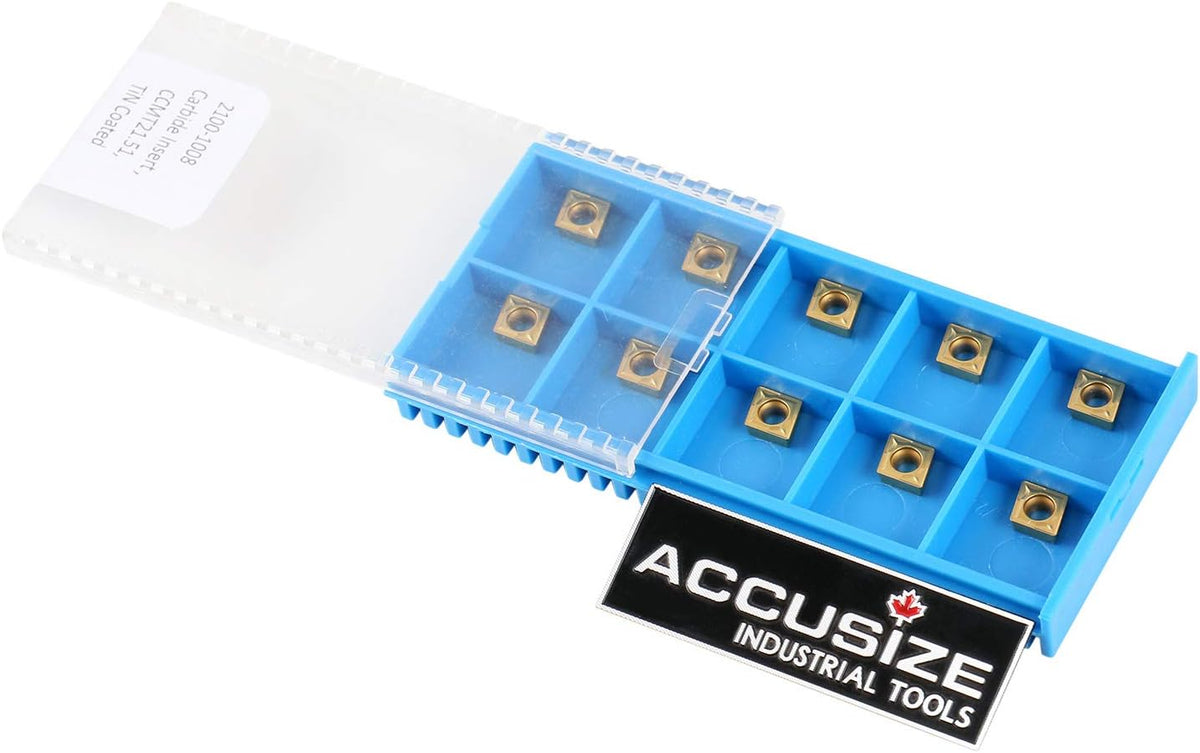 Accusize Carbide Inserts, CCMT21.51, TiN Coated, 2100-1008x10