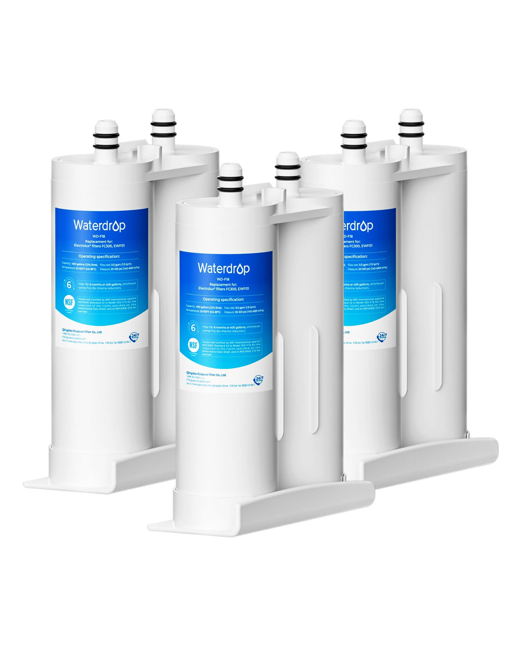 Waterdrop EWF01 Refrigerator Water Filter, Replacement for EWF01, 3 Pack