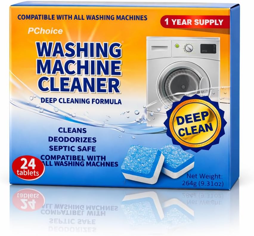 Washing Machine Cleaner Tablets – Deep Cleaning, Septic Safe, 24 Count for Top & Front Load Washers