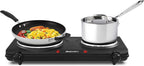 Double Cast Iron Burner, 1500W Hot Plate, Adjustable Temp