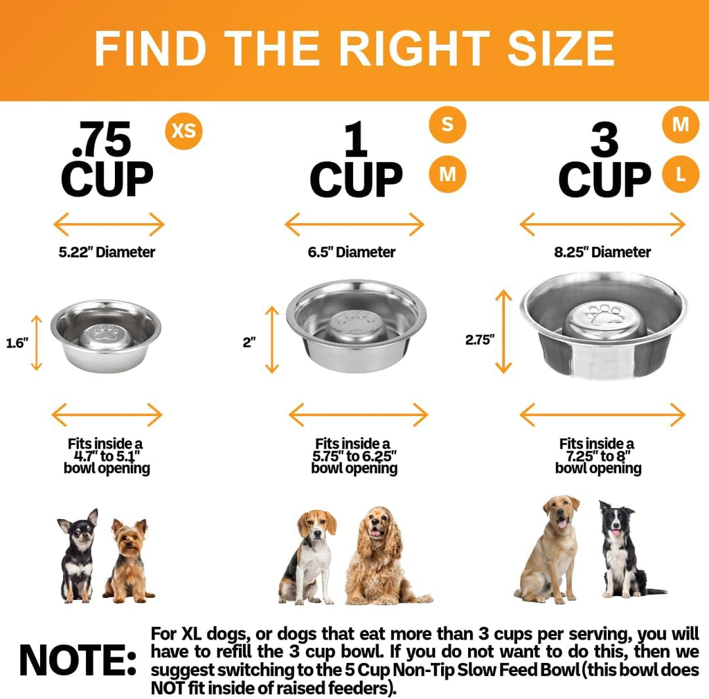 Stainless Steel Slow Feed Dog Bowl for Fast Eating Large Breed, Metal Slow Feeder Dog Bowl Fits in Large Neater