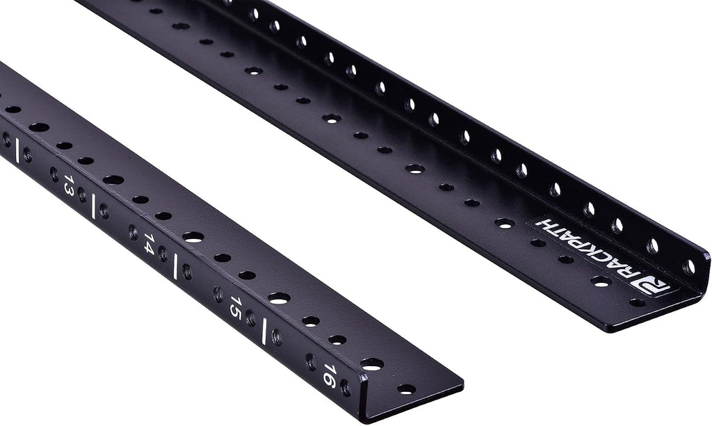 RackPath 16U Vertical Server Rack Rail Pair Kit, DIY Rack Build, 12-24 Screws x64